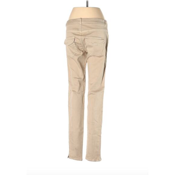 Zara Trafaluc Tan Moto Zip Skinny Jeans Size 6 - Picture 2 of 9